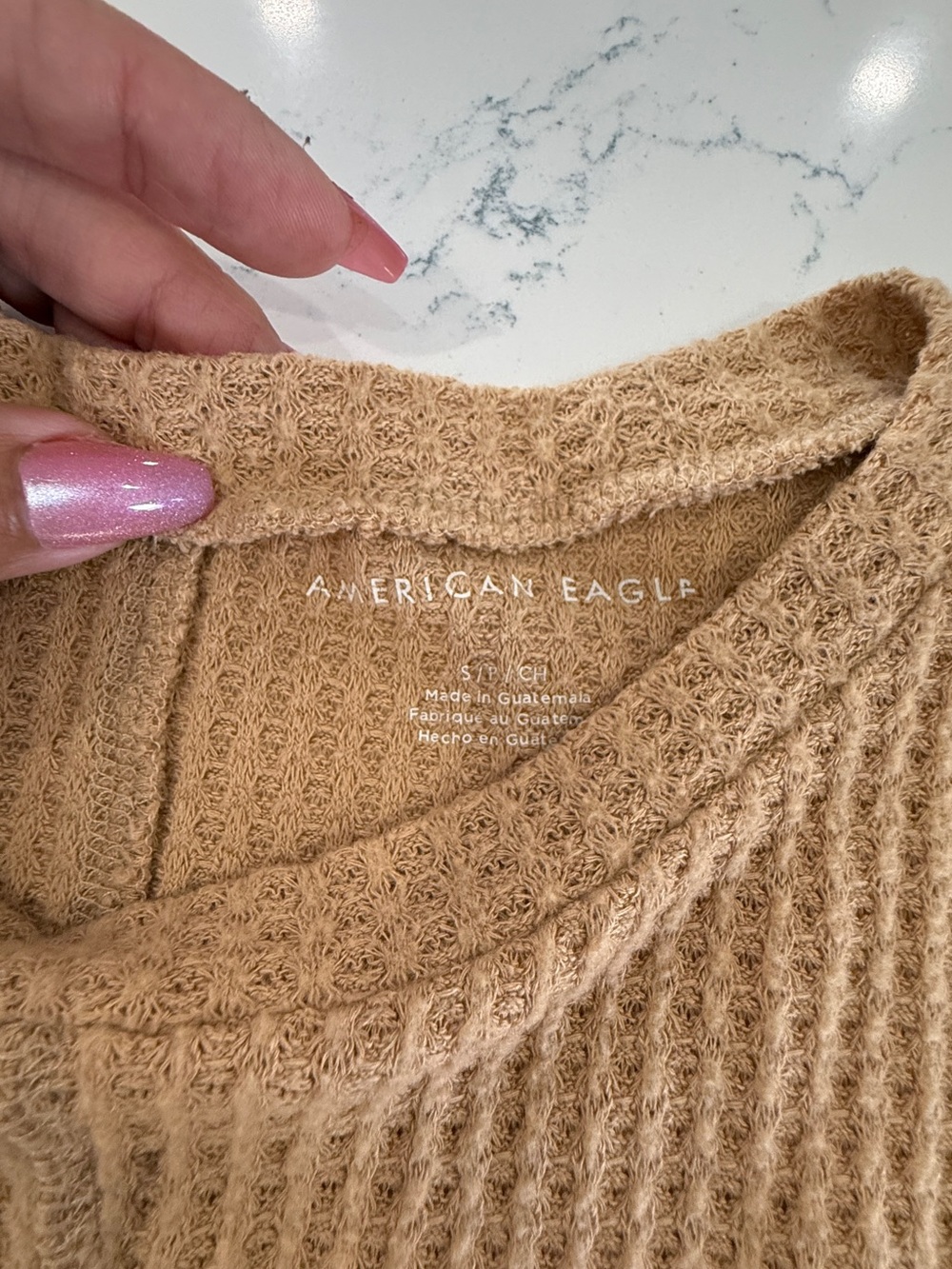 American Eagle Outfitters Women’s Tan Waffle Knit Sweater S